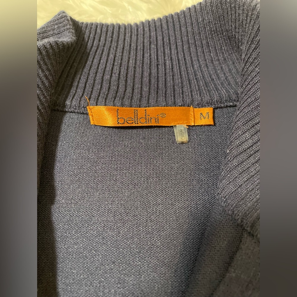 Belldini Mob Wife Bling Studded Y2K Preppy Rhinestone Zip Up Sweater Navy Blue M - Picture 4 of 9